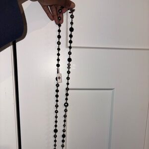 CHANEL Black long CC Pearl necklace